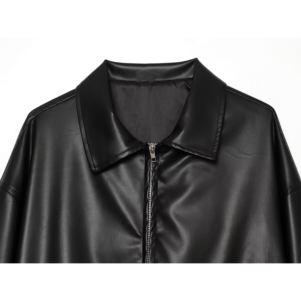 Women's casual lapel imitation leather jacket Coat