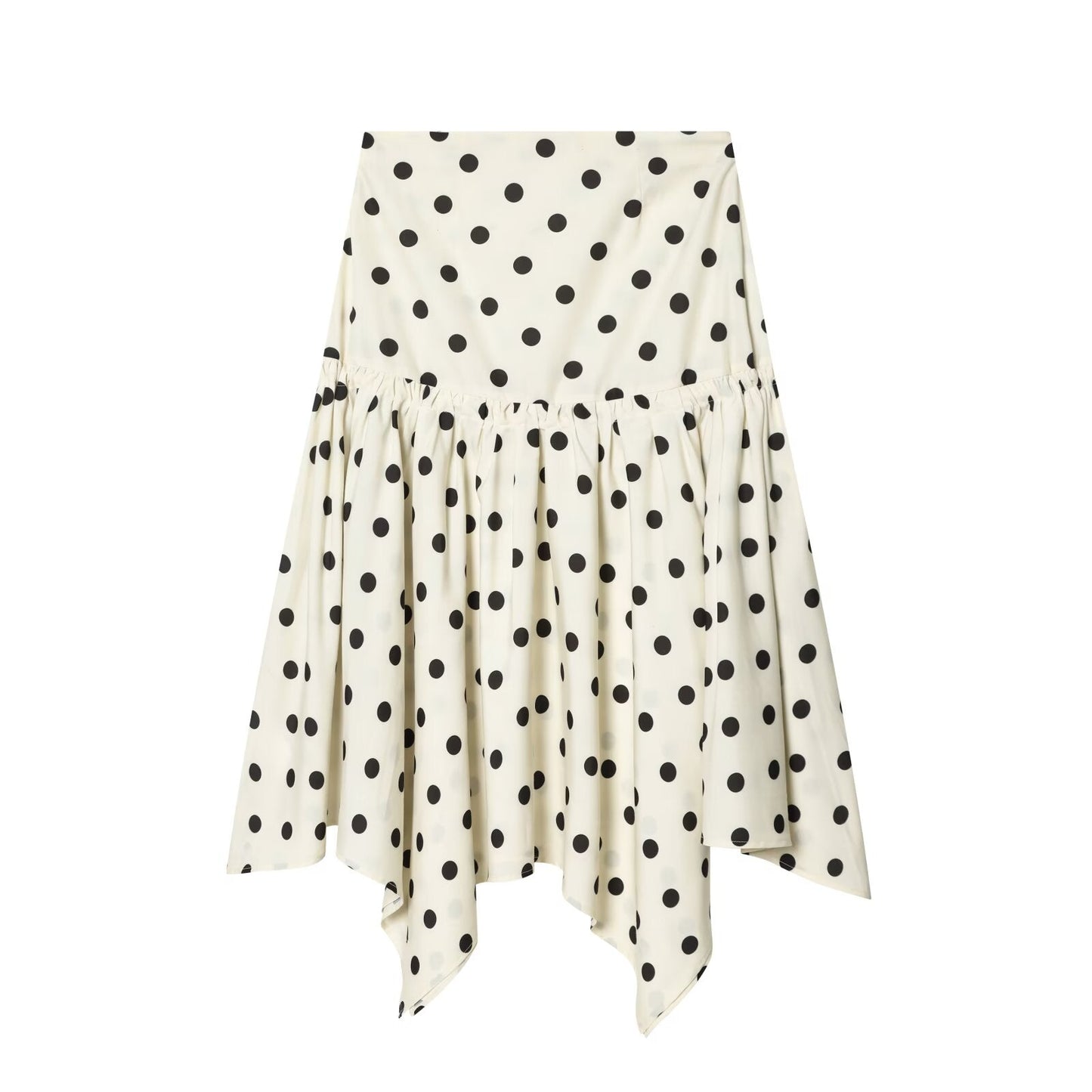 Women's asymmetrical polka dot MIDI skirt