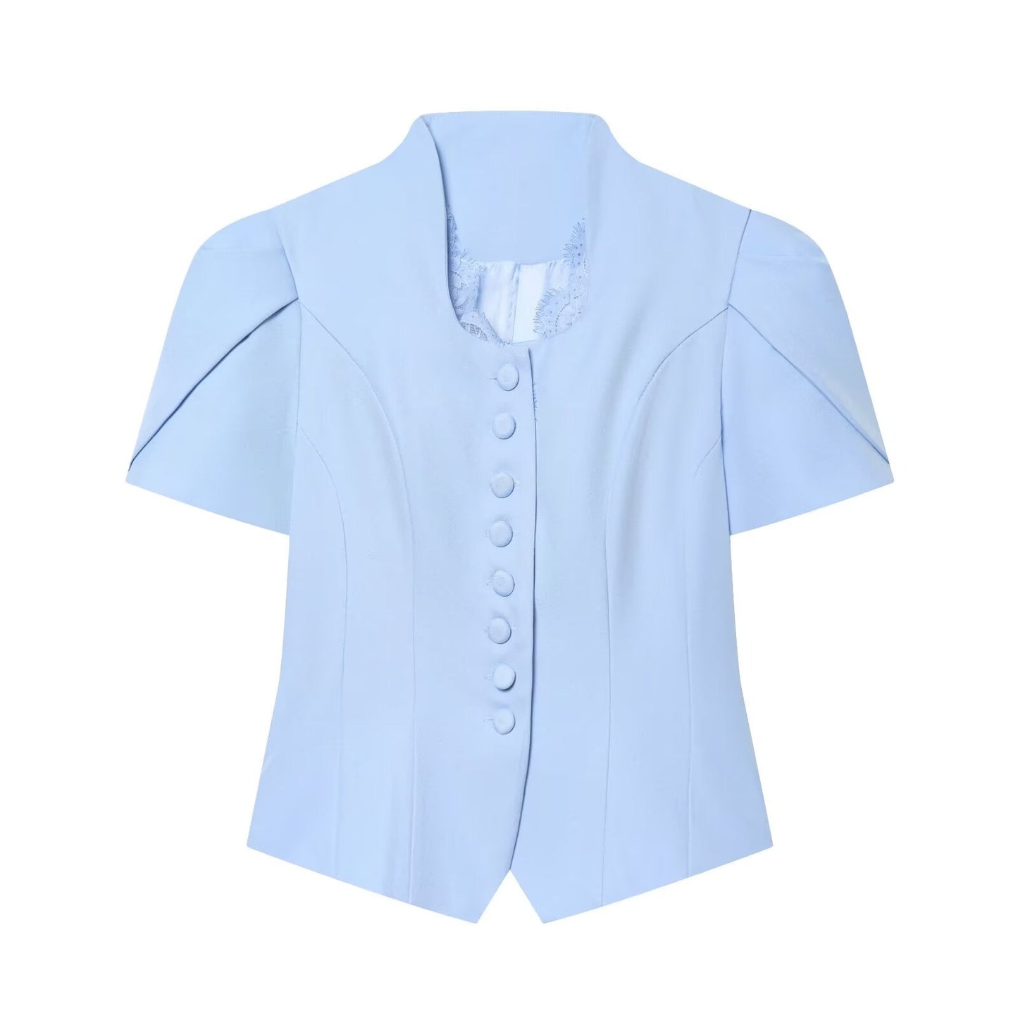 Women's new lace patchwork short sleeved Blazer top