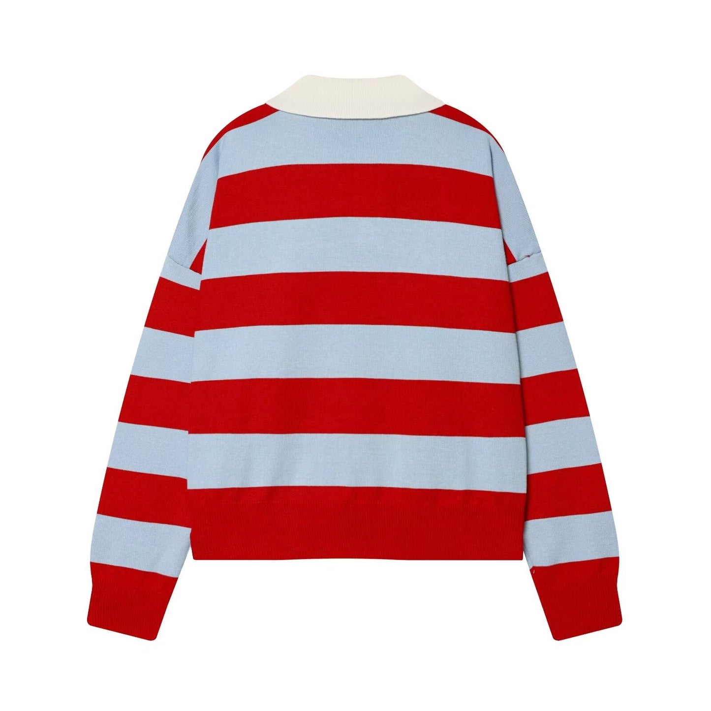 Women's casual soft texture striped knitted polo shirt