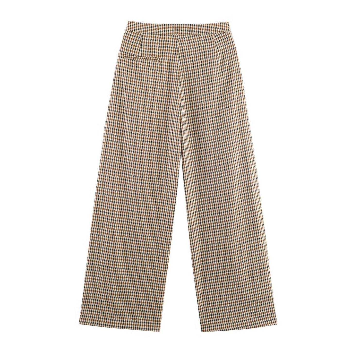 Women's new fashion loose single breasted checkered suit jacket+Pants suit