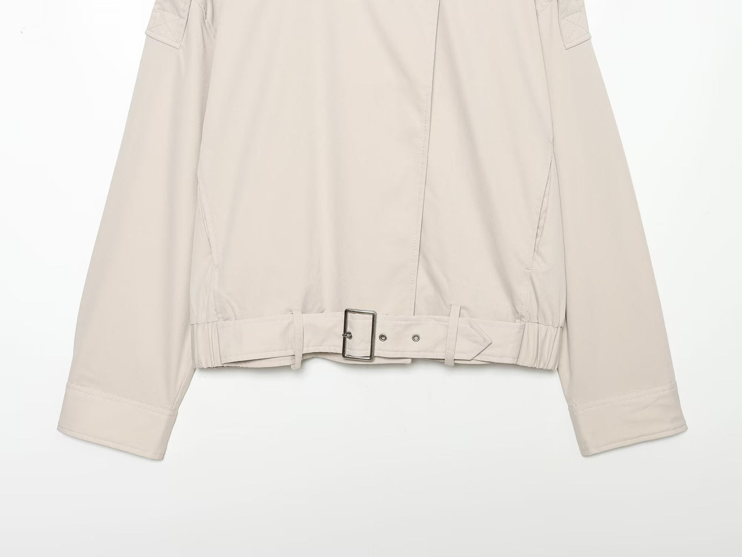 Women's With Belt loose stand collar jacket