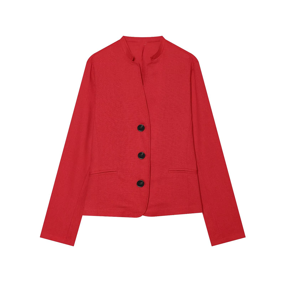Women's casual linen blend Blazer Coat