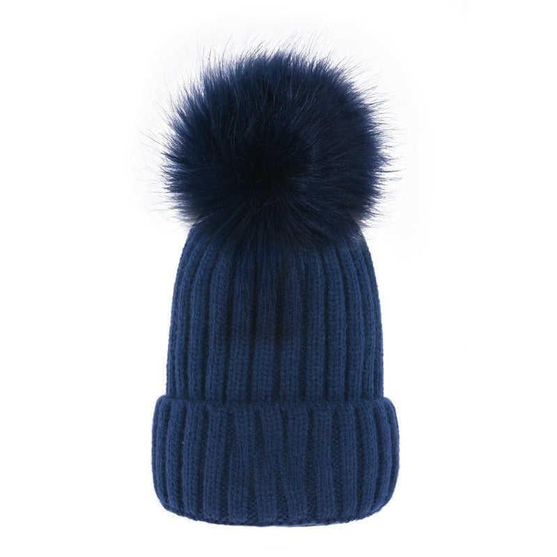 Women's new elastic wool ball decorative knitted hat