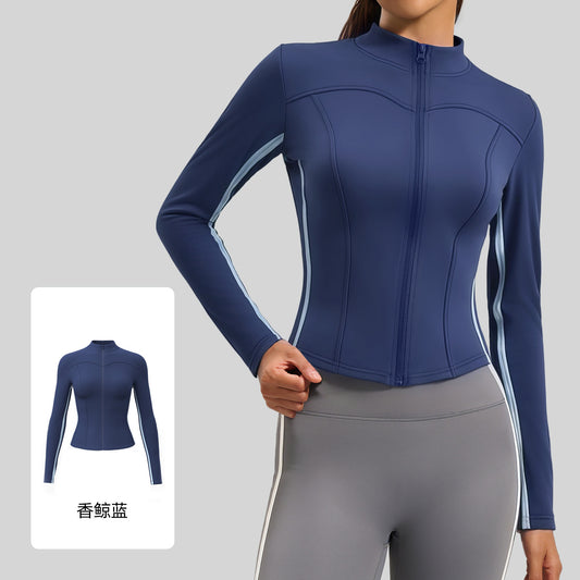 Women's new spring and autumn sports slim collar fitness coat