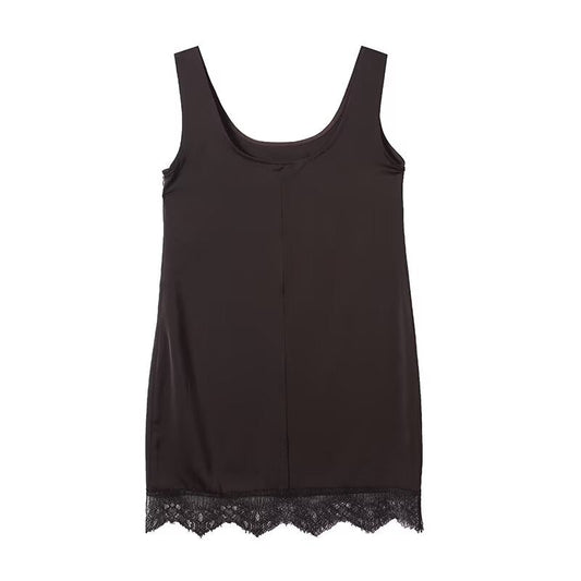 Women's lace hem sleeveless backless dress