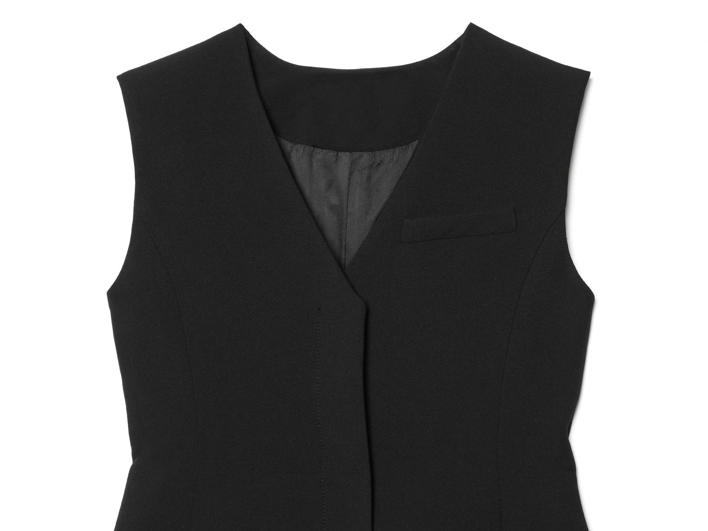 suit Women's 2 pieces black slim V-neck vest+Pants