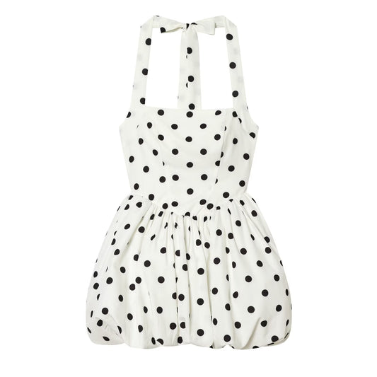 Women's polka dot halter neck mini dress