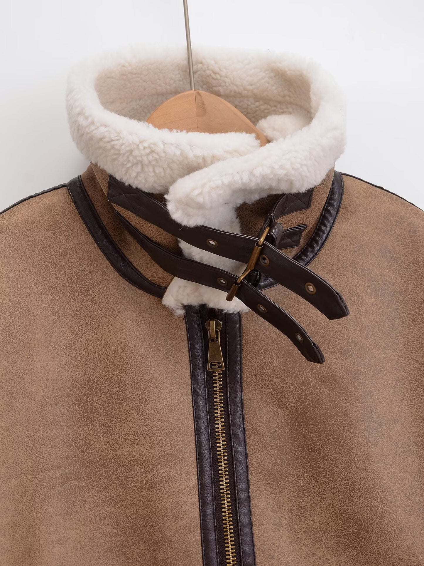 Women's loose Fur Faux Leather vest Coat