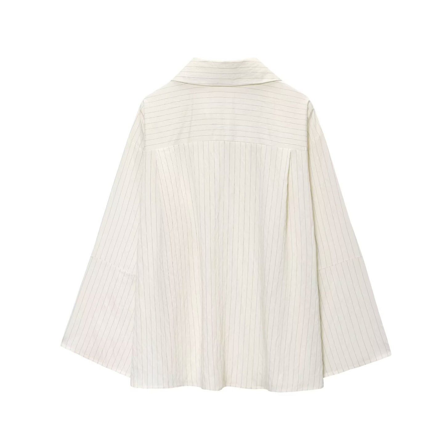 Women's new fashion loose Lapel striped Split shirt