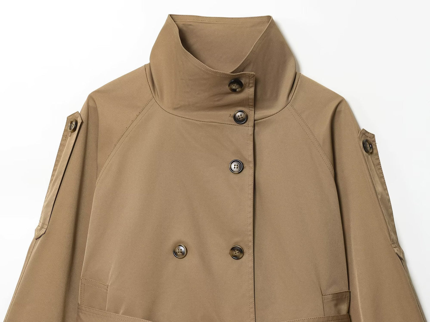 Women's New Fashion With Belt Short Double breasted Windbreaker Coat