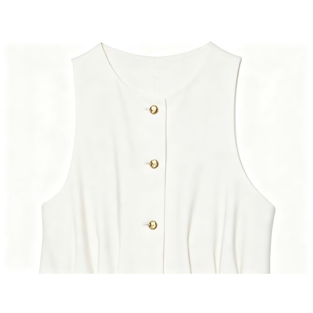 suit Women's 2 pieces pleated decorative slim vest+mini flared pants