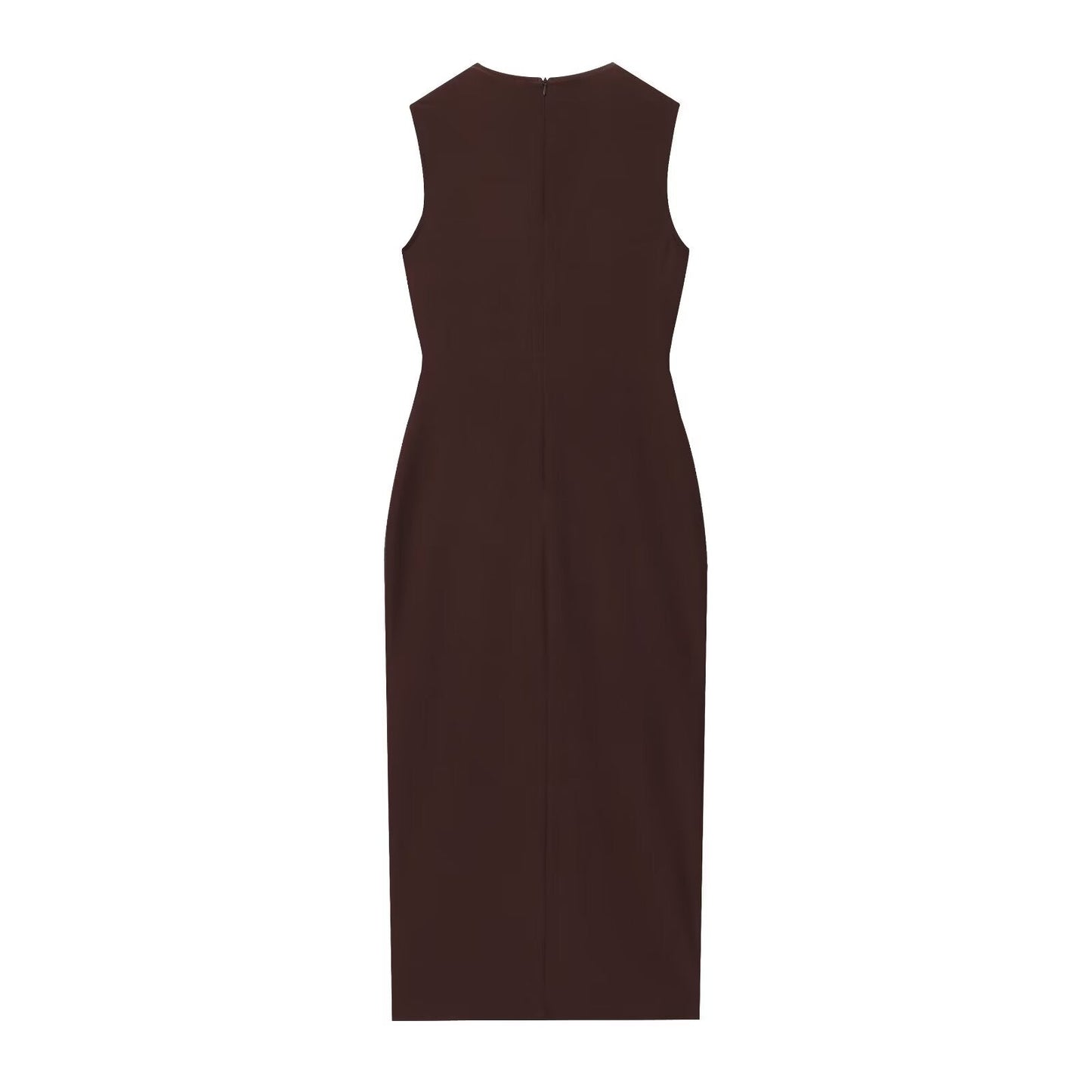Women's New Fashion With Belt Sleeveless V-neck Midi Dress
