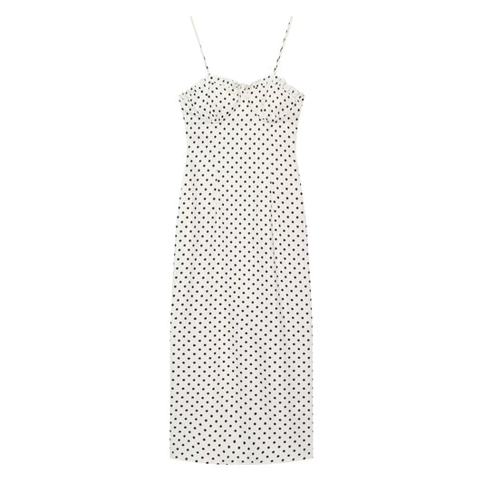 Women's tight corset style polka dot MIDI dress