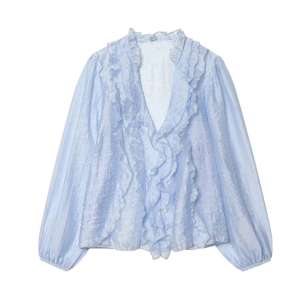 Women's layered decorative V-neck shirt