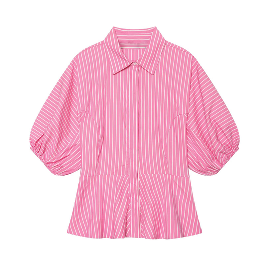Women's casual striped poplin shirt