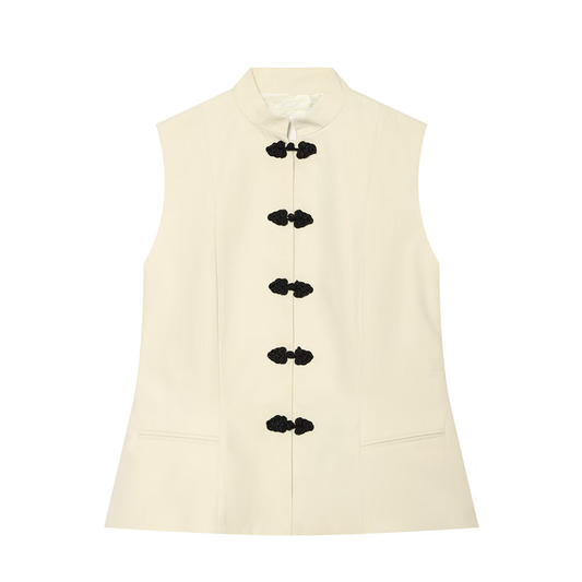 Women's new slim stand collar vest
