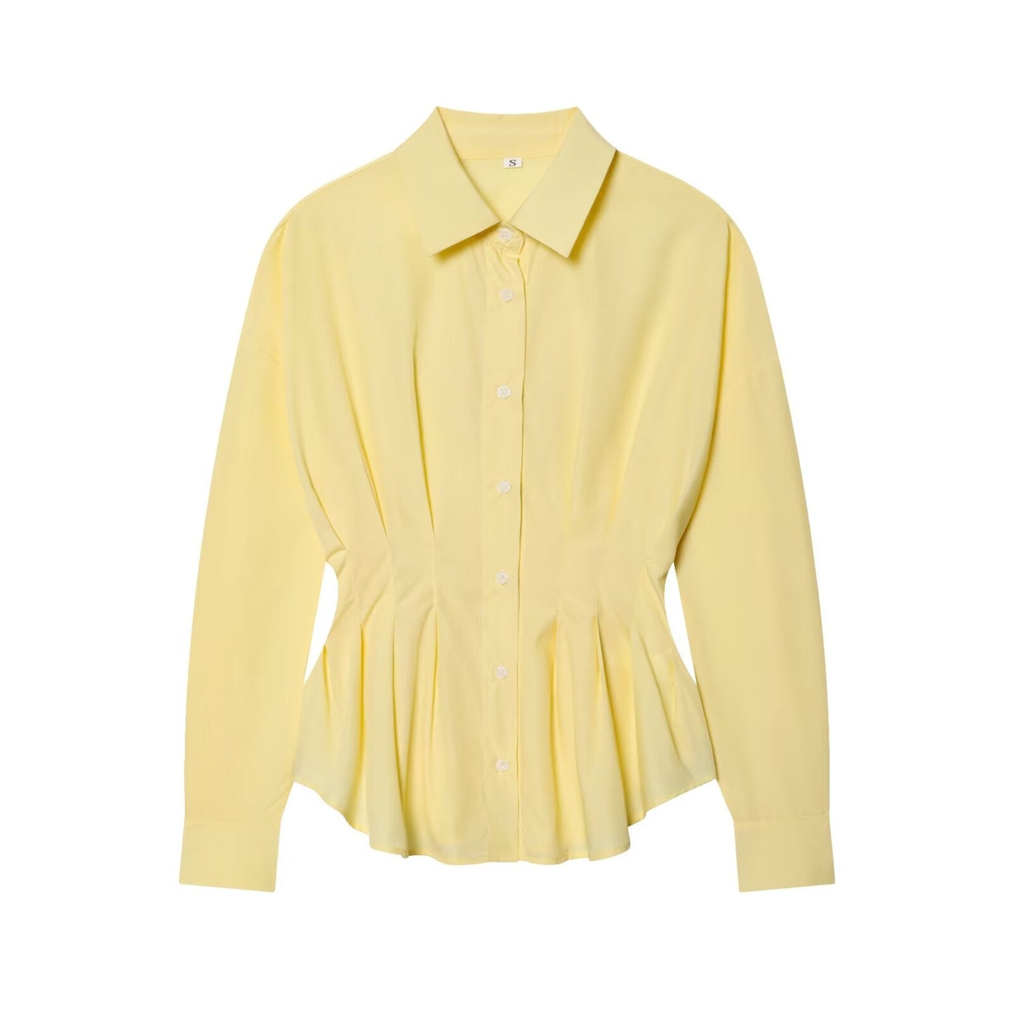 Women's pleated design slim lapel shirt