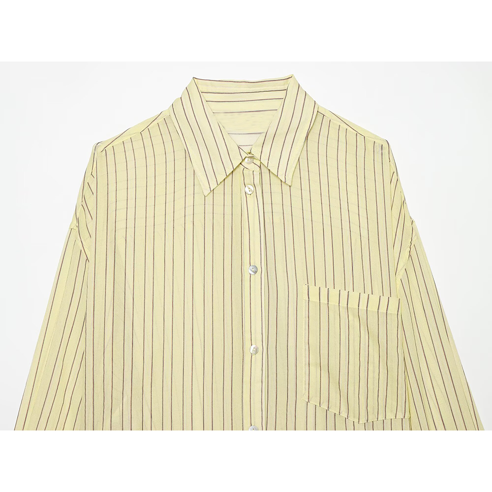 Women's loose chiffon striped shirt