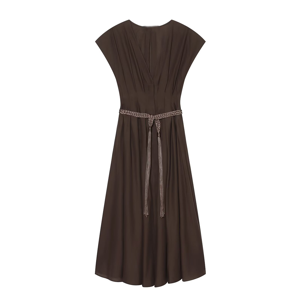 Women's with Belt vacation style cotton dress