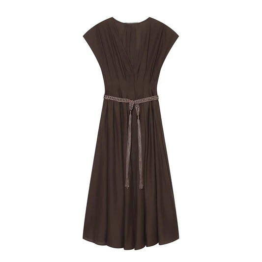 Women's with Belt vacation style cotton dress