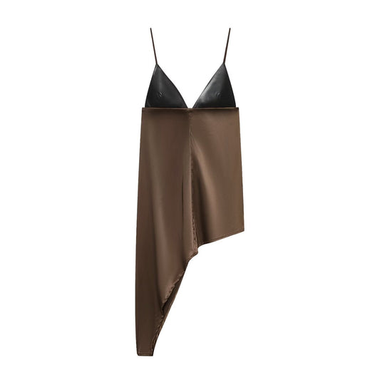 Women's patchwork asymmetrical suspender top