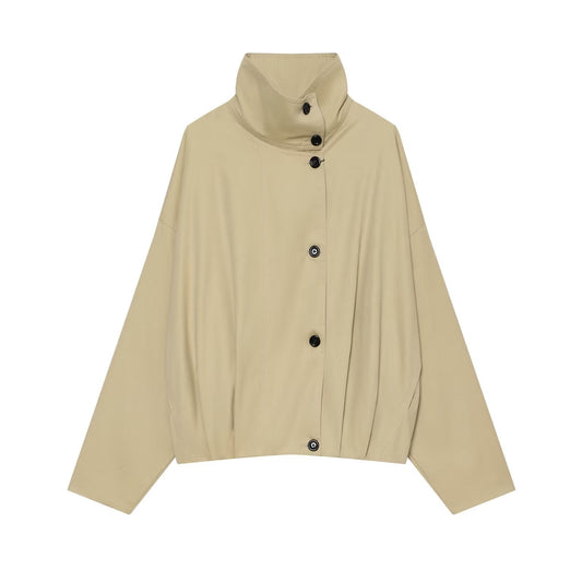 Women's loose standing collar pilot jacket Coat