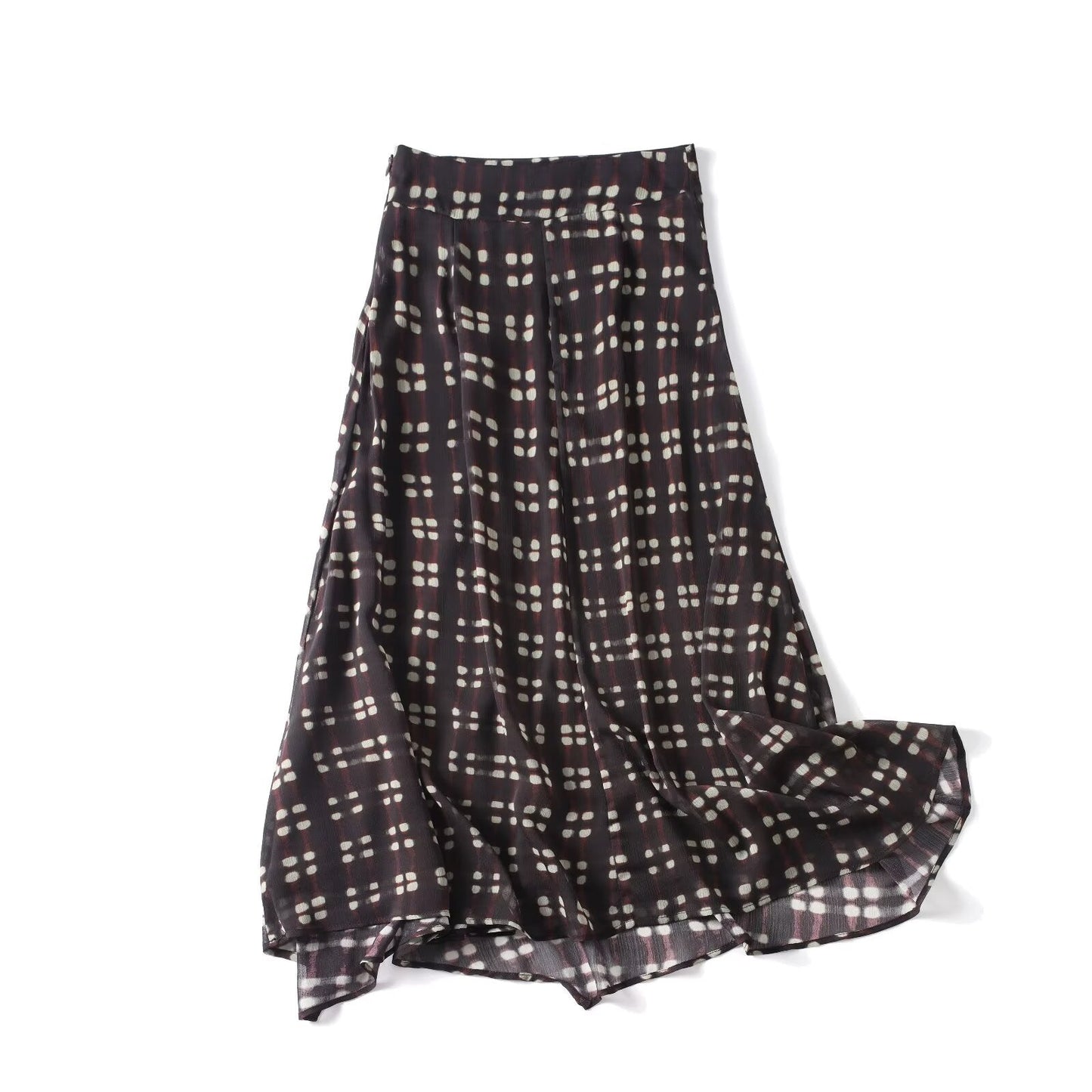 Women's casual retro plaid printed MIDI skirt