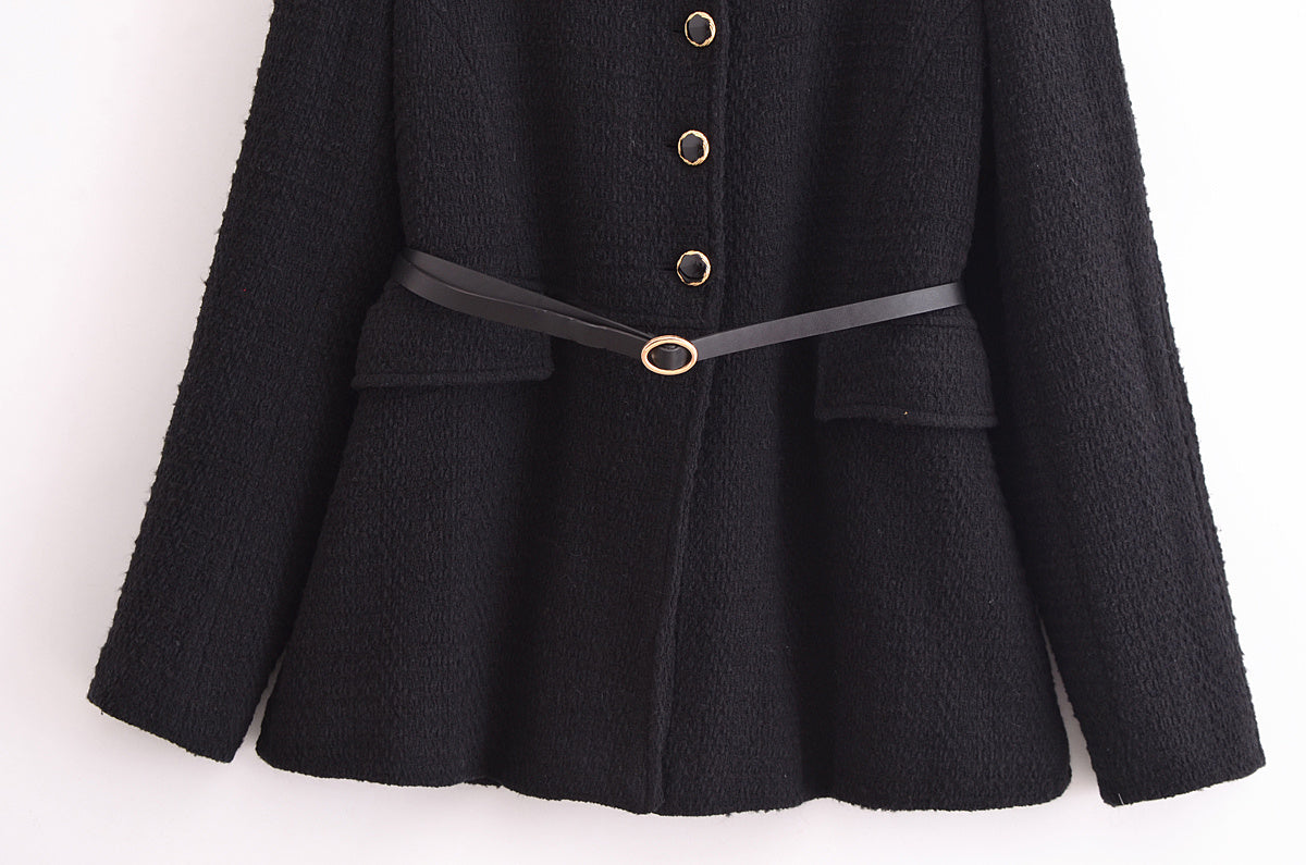 Women's with belt textured jacket Coat