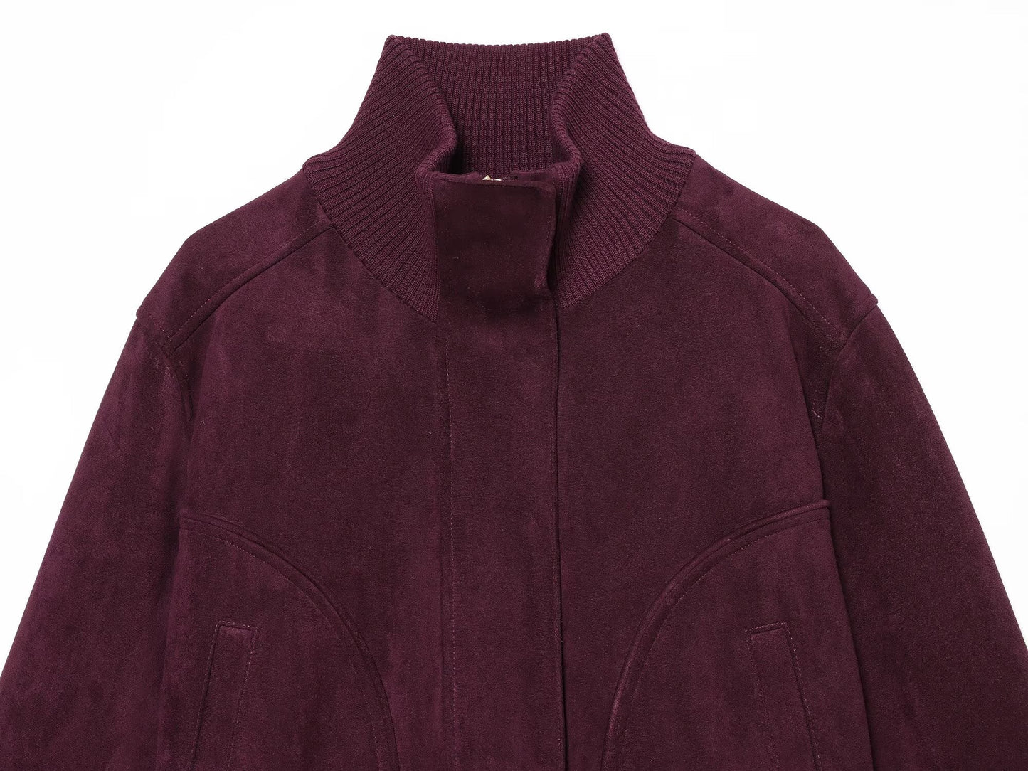 Women's Anti suede effect short stand collar Coat