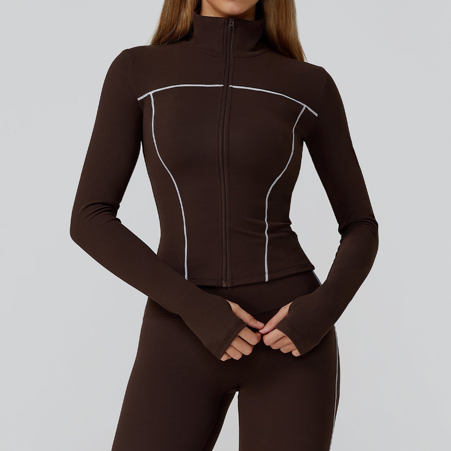 LU 2026 women's new contrast sanding zipper windproof yoga jacket