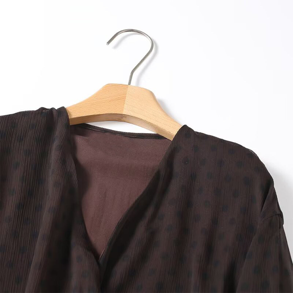 suit Women's 2 pieces new polka dot V-neck shirt+Skirt