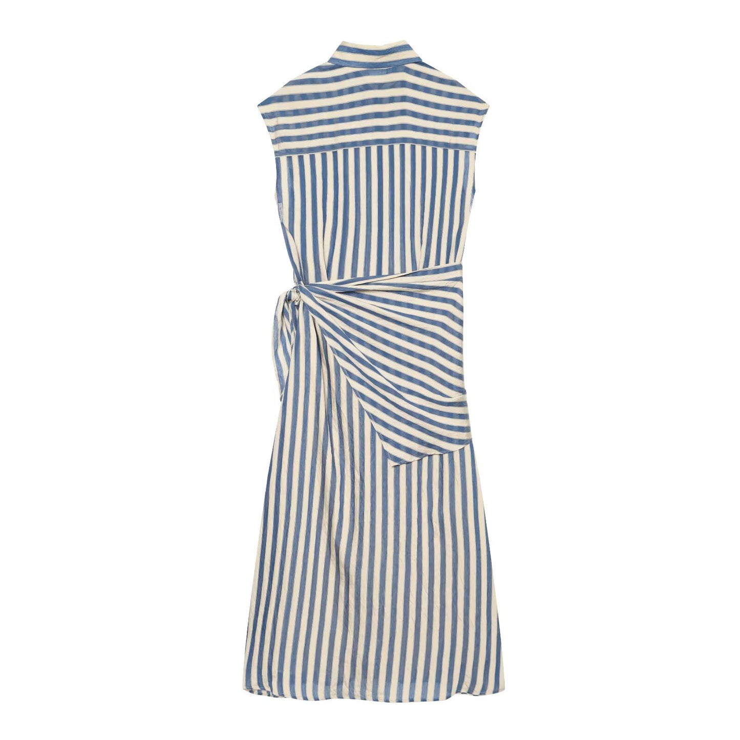 Women's detachable waist design striped dress