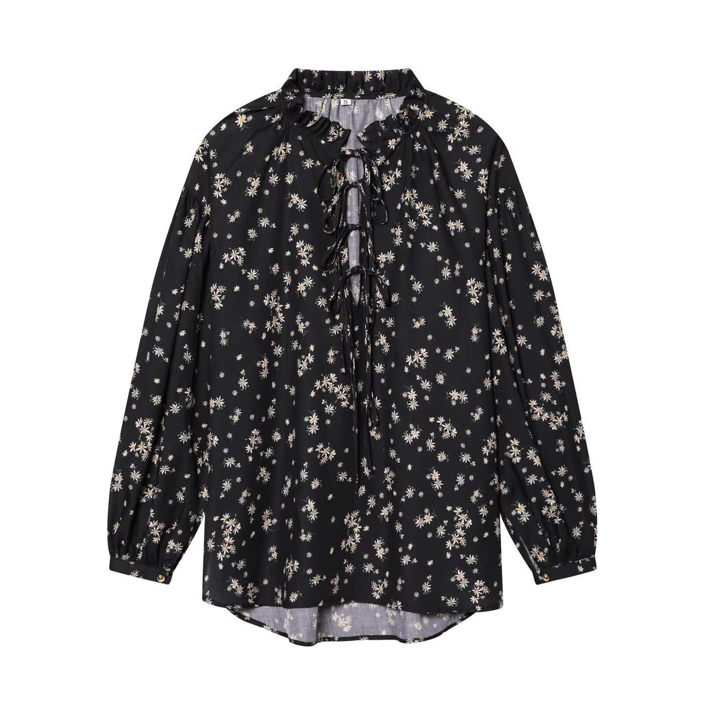 2026 Women's printed V-neck lace up shirt