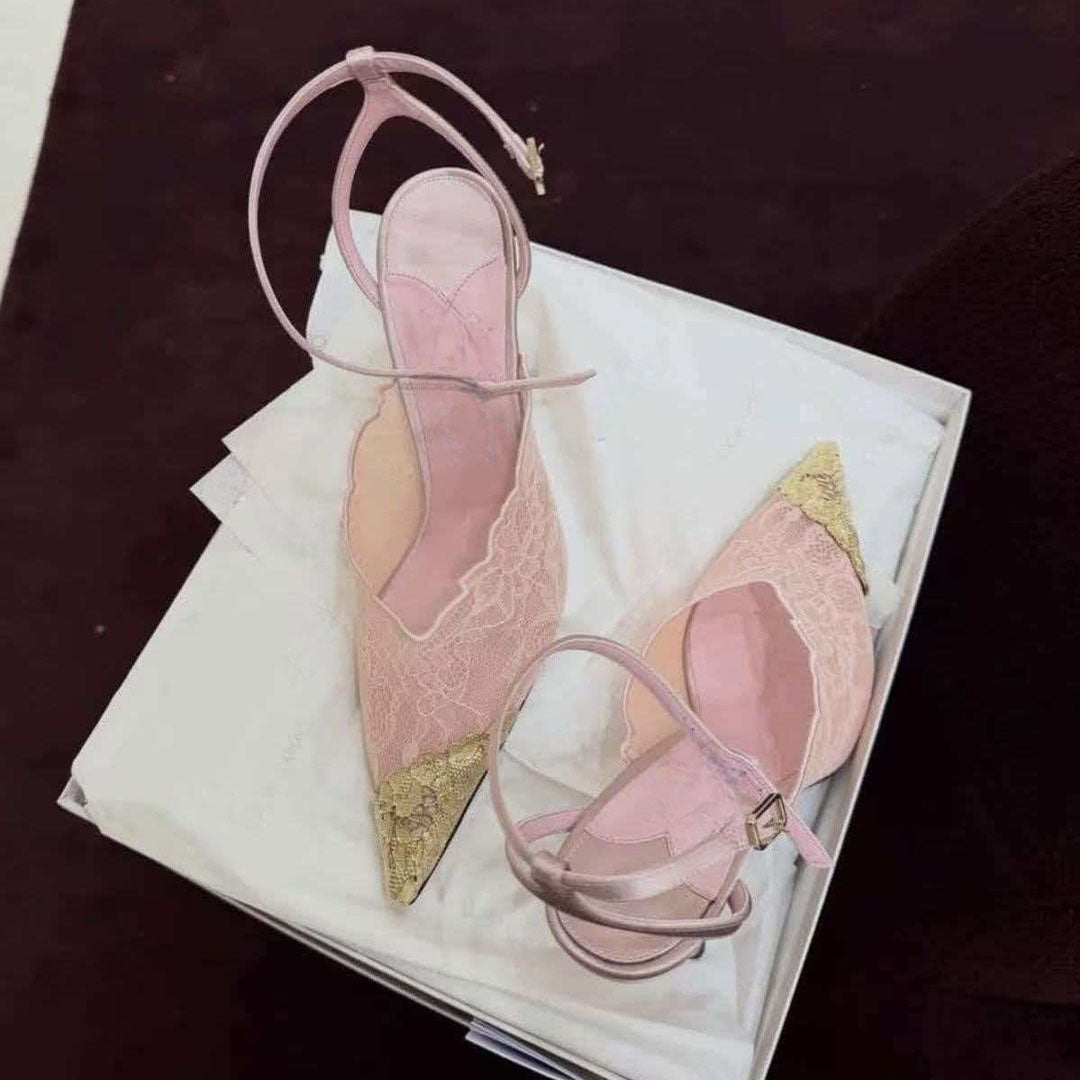 2026 women's new pointed lace high heels