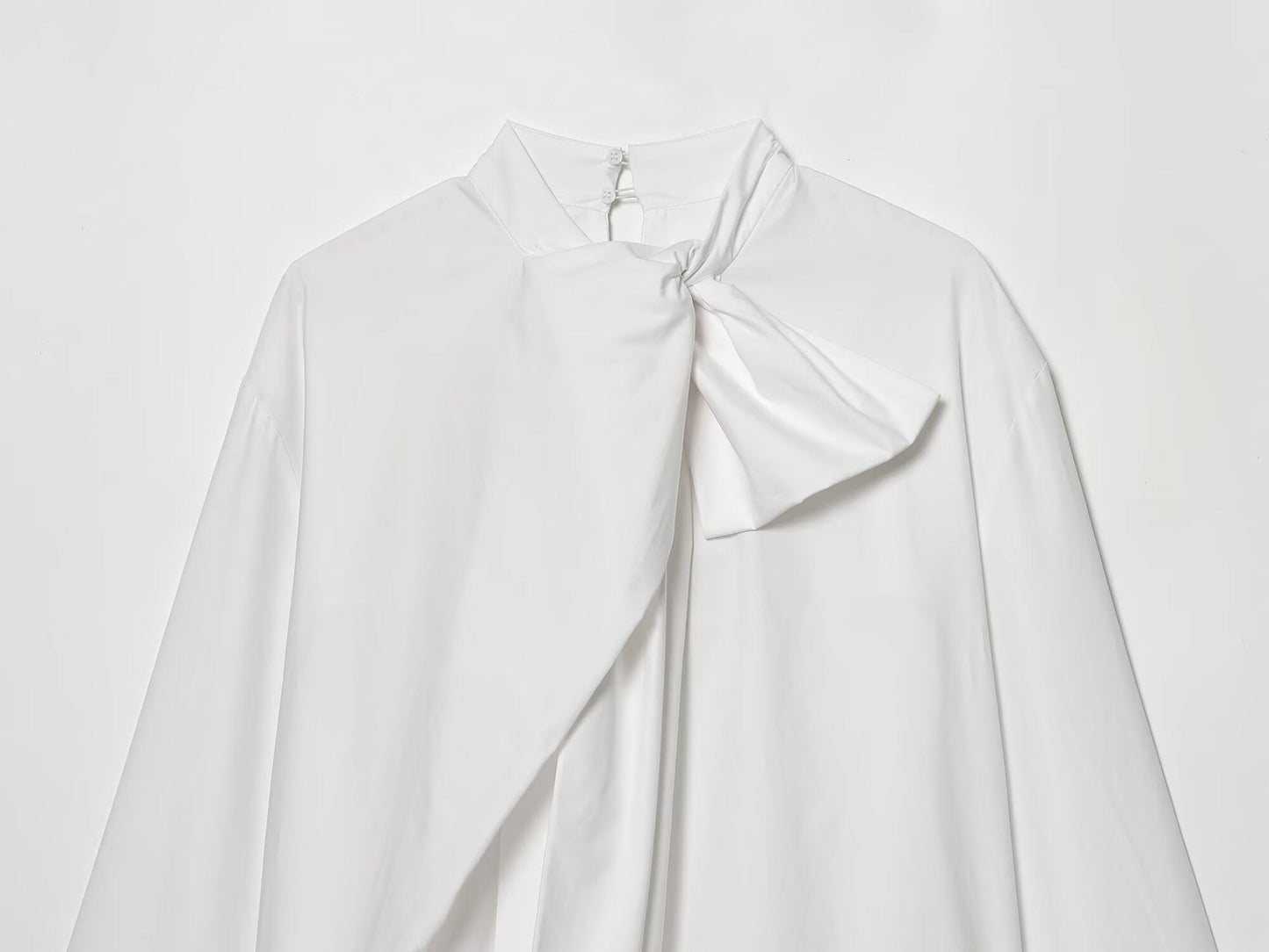 Women's 2026 loose bow decoration poplin shirt