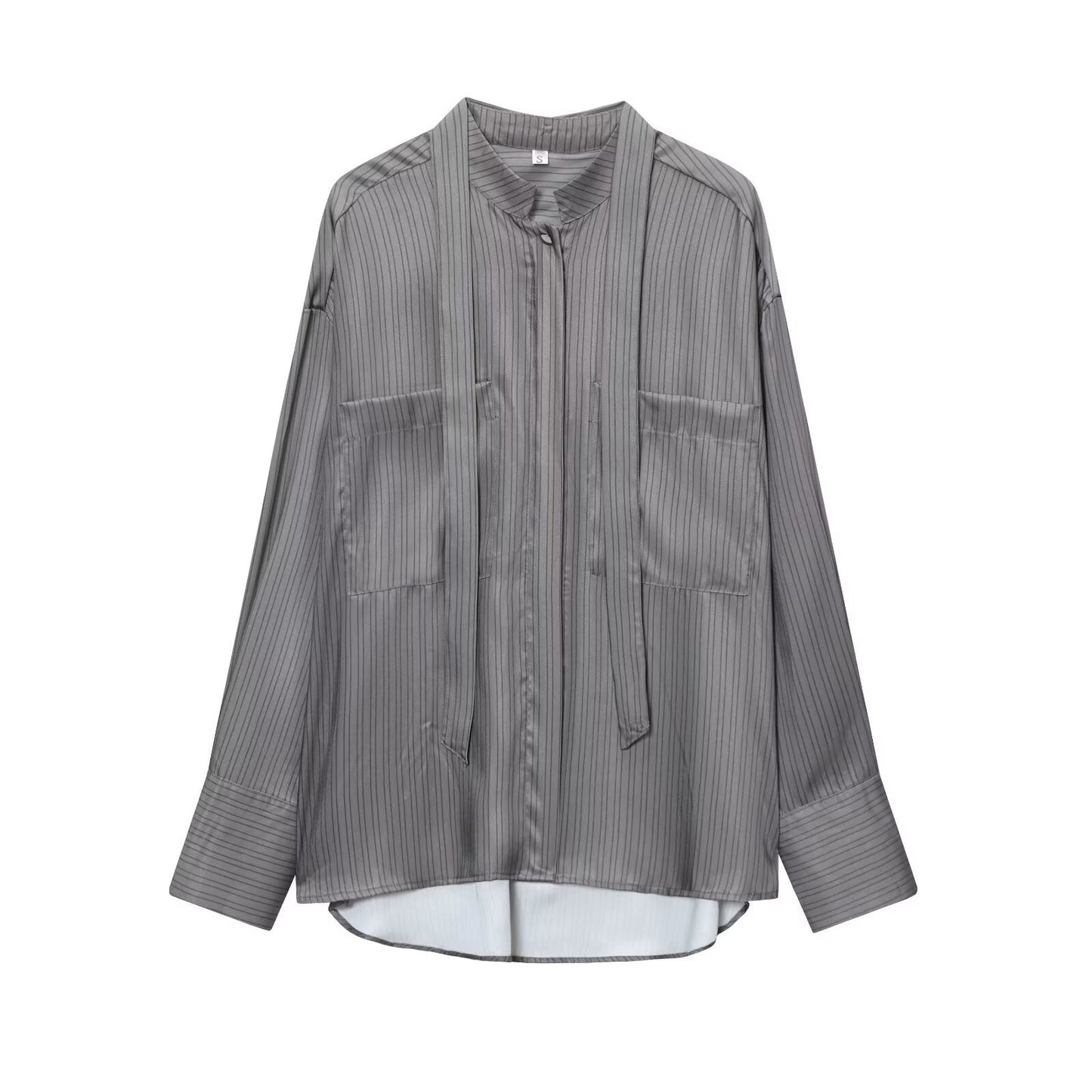 Women's new bow decoration casual striped shirt