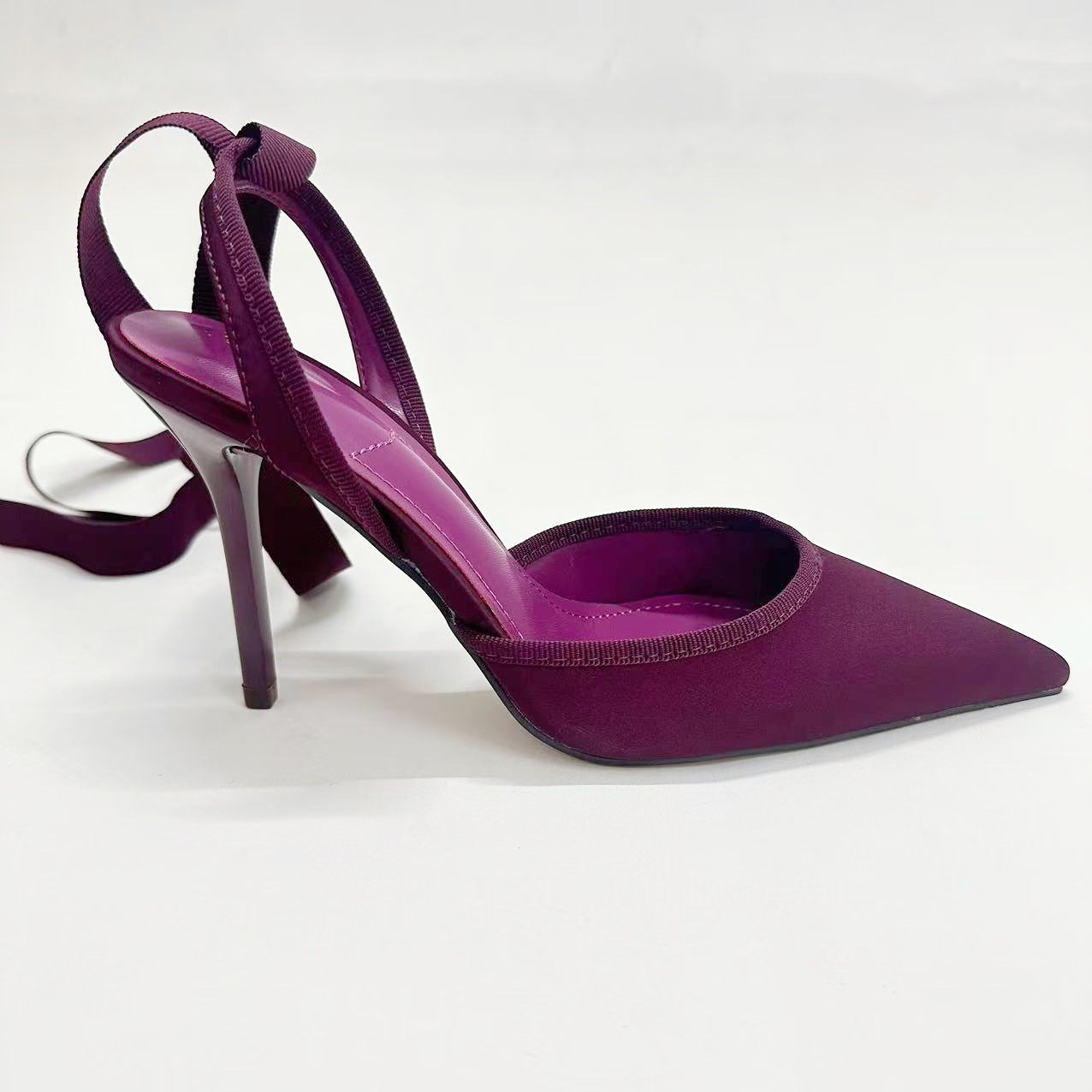 2026 women's new satin high-heeled shoes with fine pointed straps