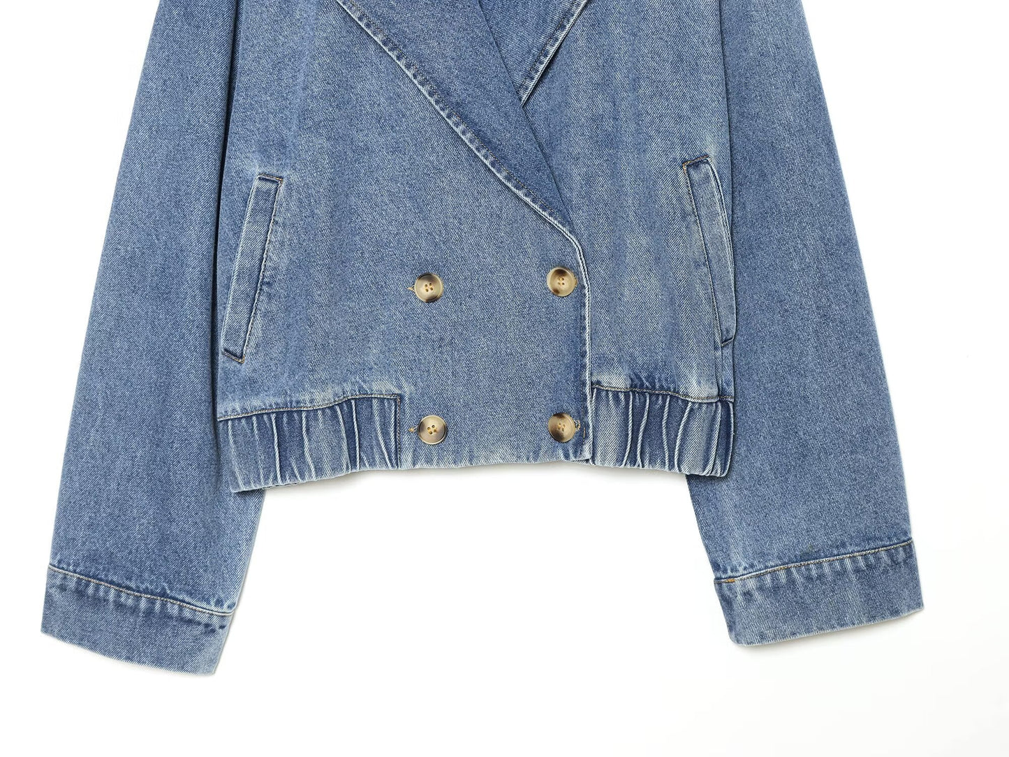 Women's double breasted short denim jacket