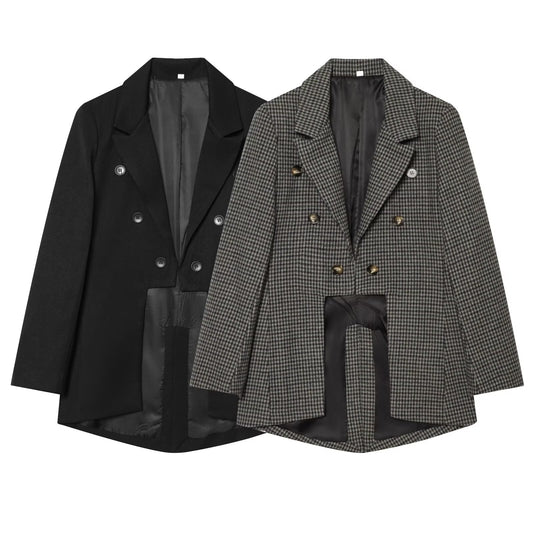 Women's asymmetrical hem Wool blend Blazer Coat