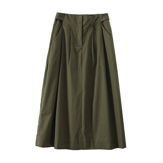 Women's fine pleated cotton MIDI skirt
