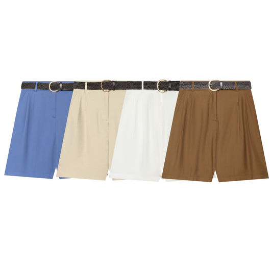 Women's With Belt pleated casual shorts