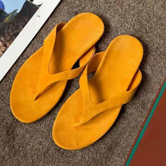 Women's new suede slippers with flat bottom and soft bottom have a shoe box