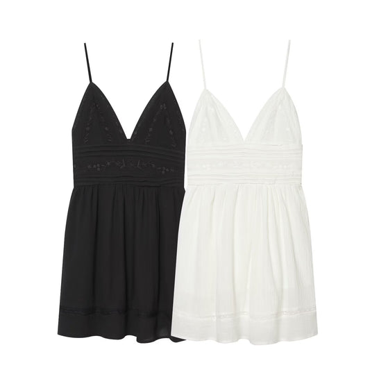 Women's embroidered suspender mini dress