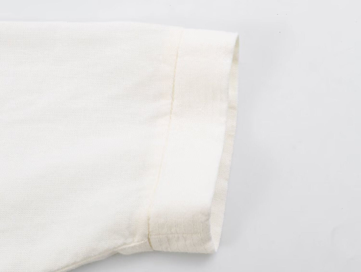 Women's rope knot buckle loose linen blended shirt