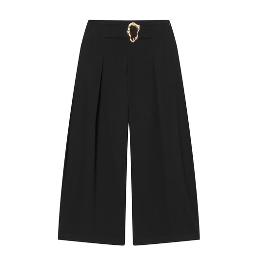 Women's buckle decoration casual bucket pants