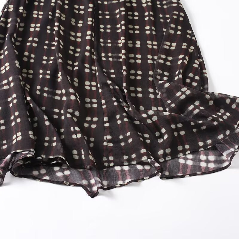 Women's casual retro plaid printed MIDI skirt