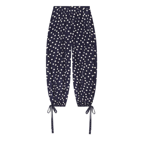 Women's bow decoration polka dot lantern pants