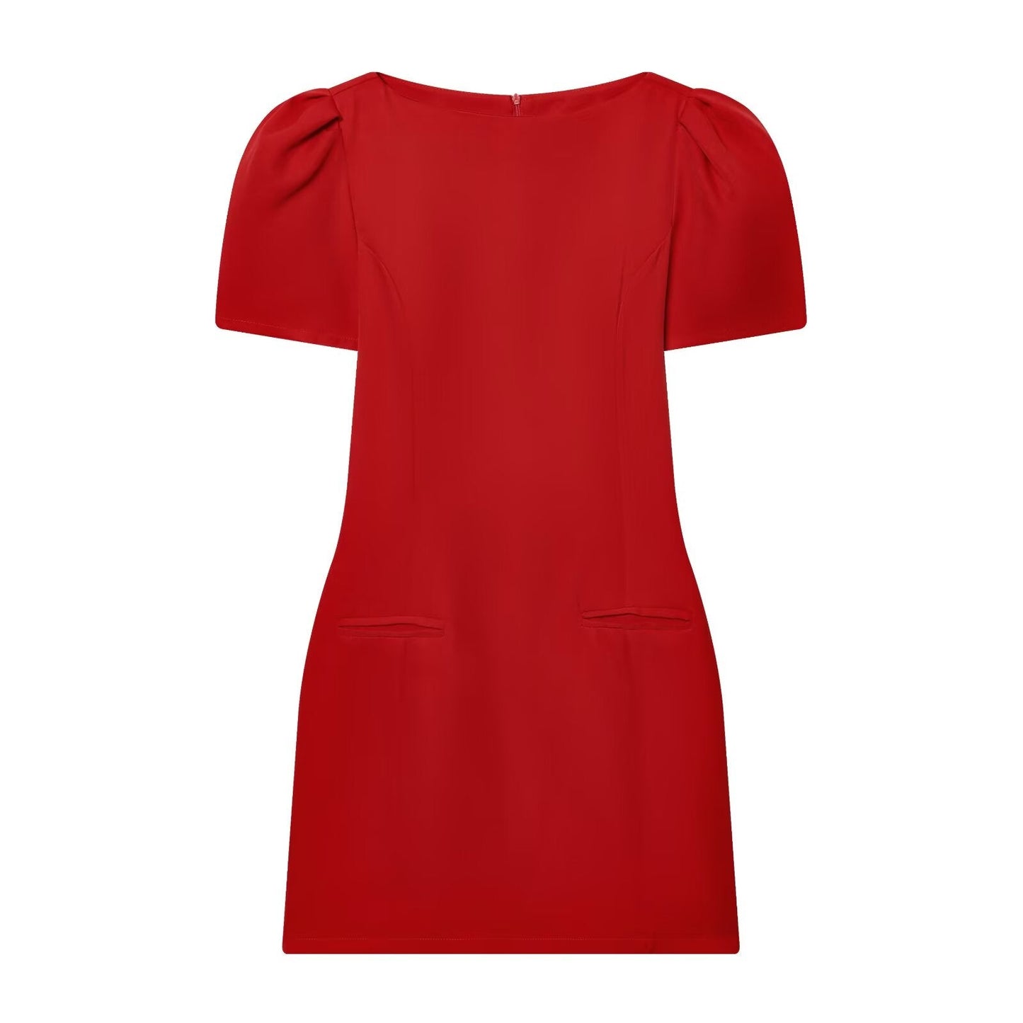 Women's black short sleeved pleated mini dress