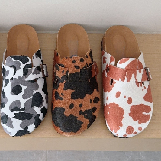 Women's 2026 new fashion cow print slippers women's half slippers